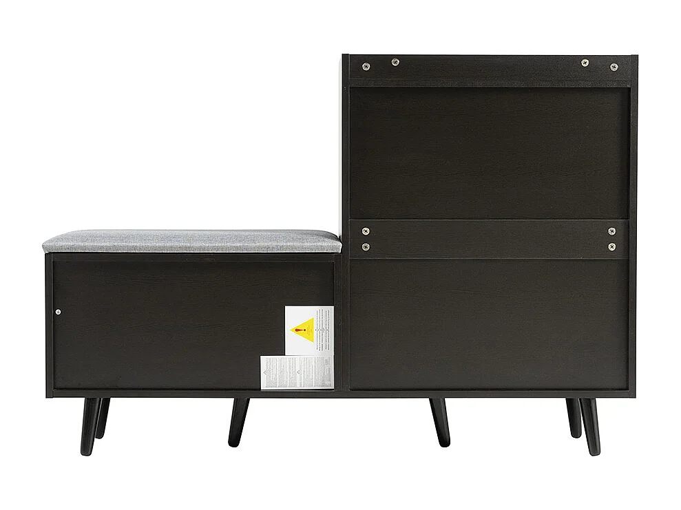 Meubles à chaussures équipé de quatre portes de rangement poignées métalliques asymétriques Noyer Noir