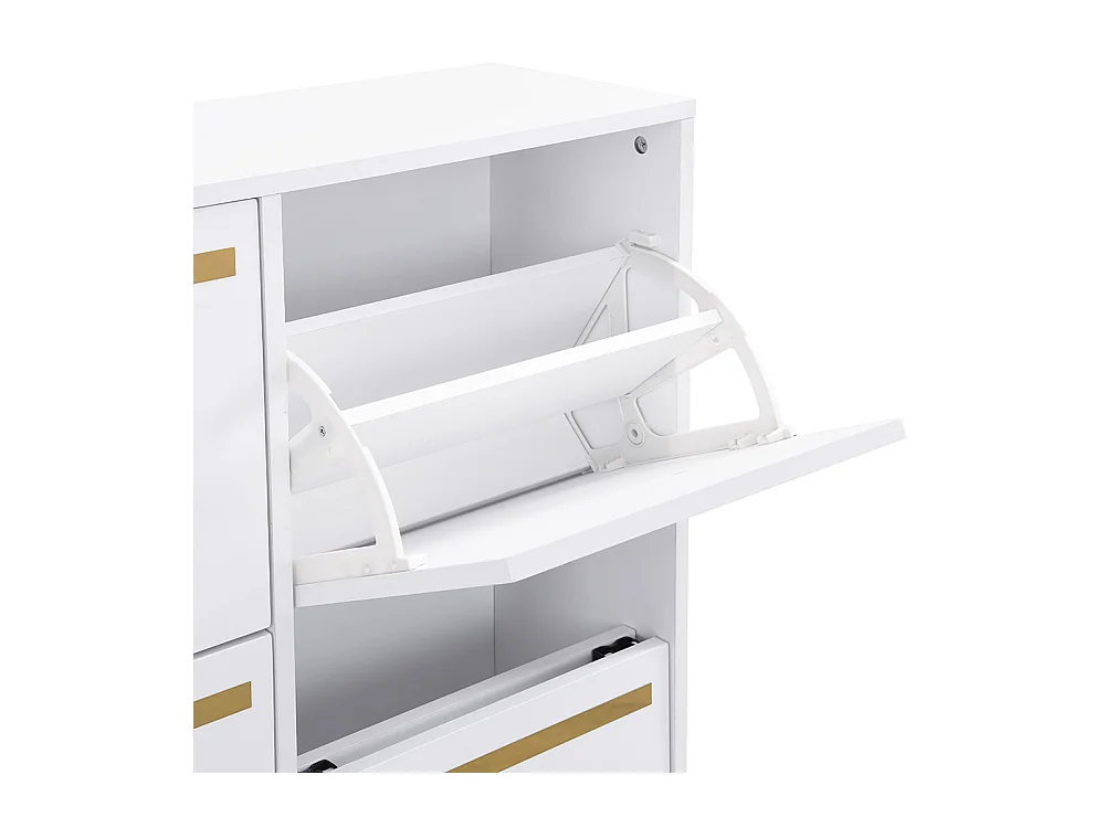 Meubles à chaussures avec tabouret étagère à chaussures à trois volets et espace de rangement ouvert Blanc