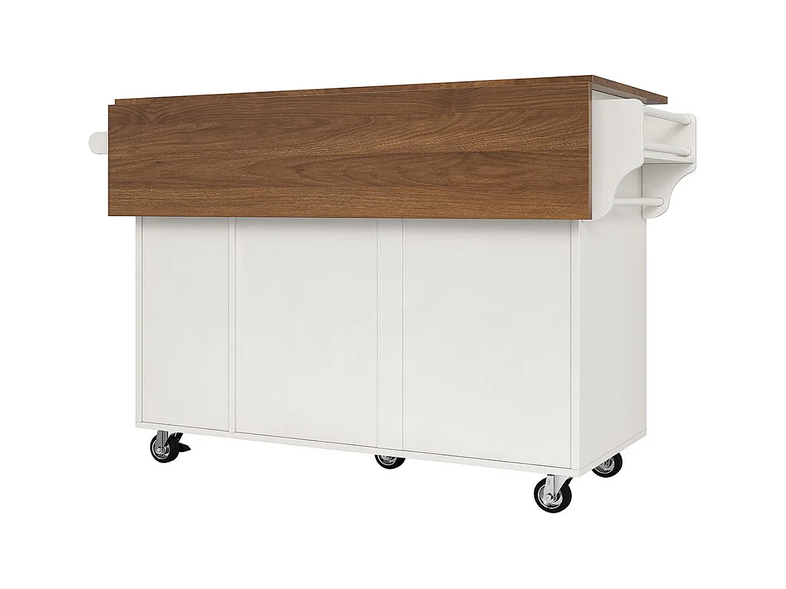 Chariot cuisine salle à manger amovible plan de travail porte-serviettes étagère à épices plateau bois blanc