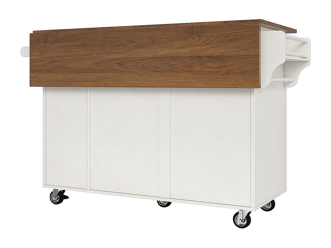 Chariot cuisine salle à manger amovible plan de travail porte-serviettes étagère à épices plateau bois blanc