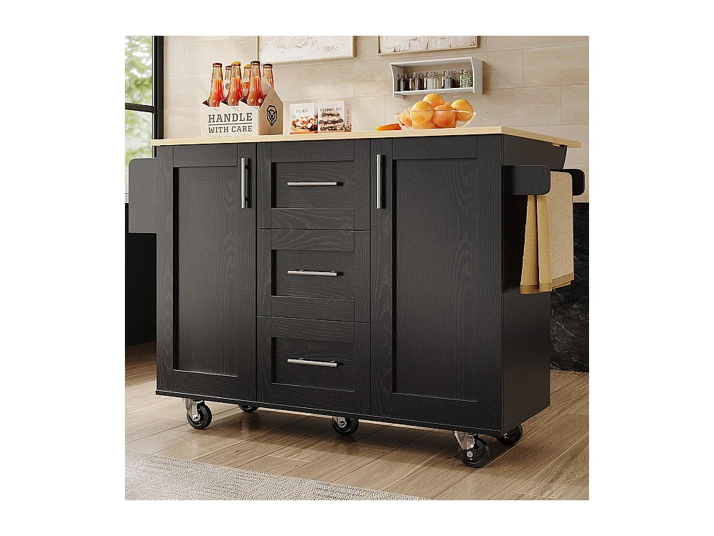 Chariot de service cuisine moderne cloisons amovibles buffet chariot service plateau bois rangements extensibles noir