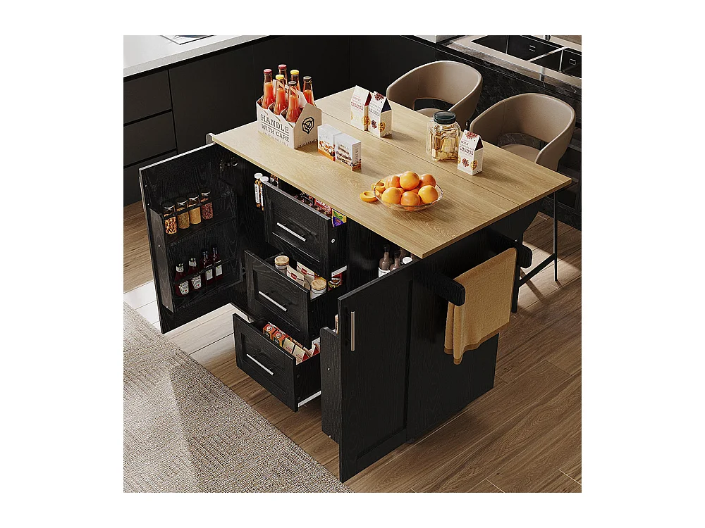 Chariot de service cuisine moderne cloisons amovibles buffet chariot service plateau bois rangements extensibles noir