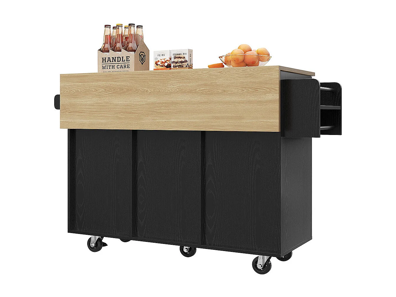 Chariot de service cuisine moderne cloisons amovibles buffet chariot service plateau bois rangements extensibles noir