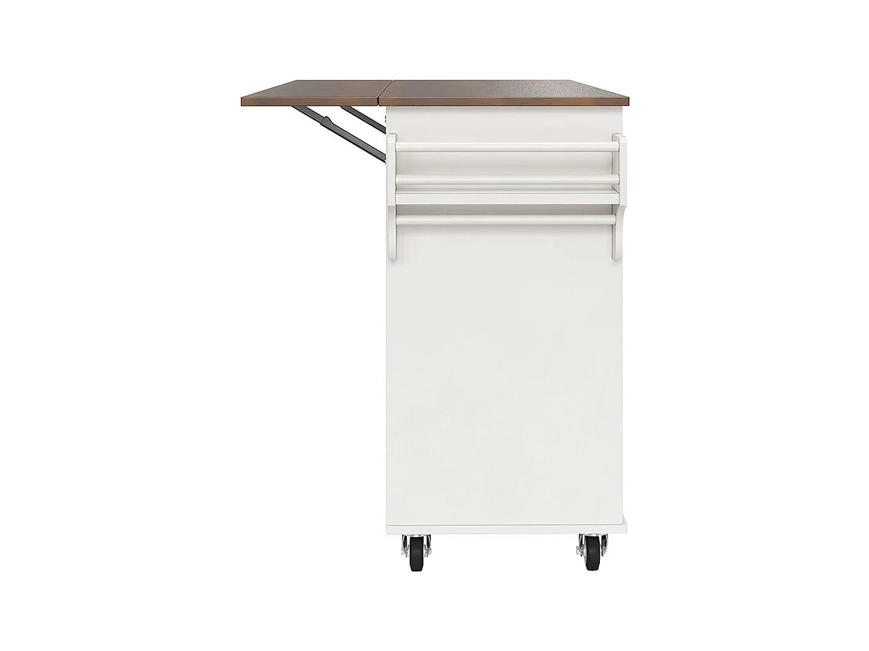 Chariot cuisine portes rayures diagonales amovible porte-serviettes étagère à épices plateau bois blanc