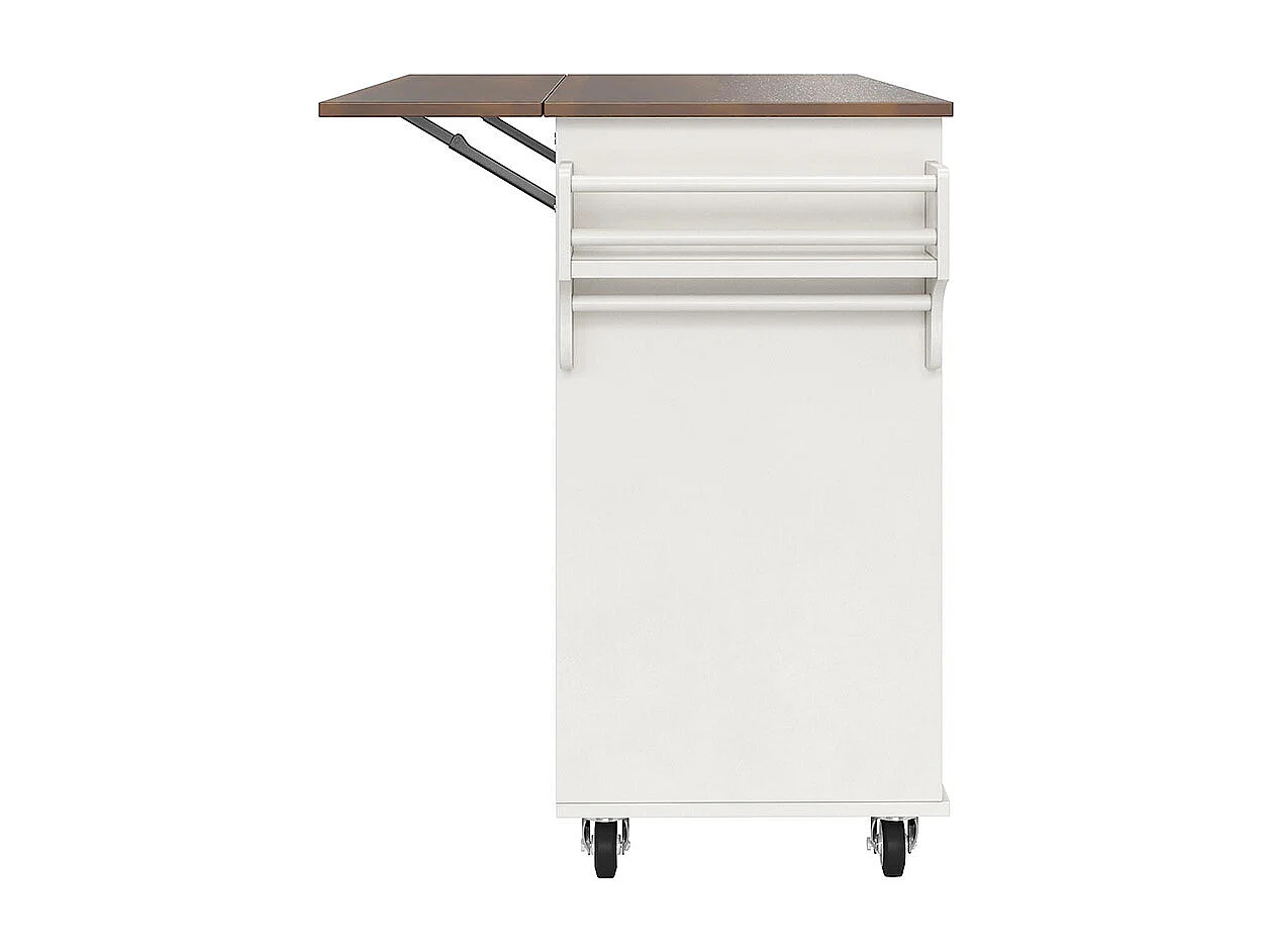 Chariot cuisine portes rayures diagonales amovible porte-serviettes étagère à épices plateau bois blanc