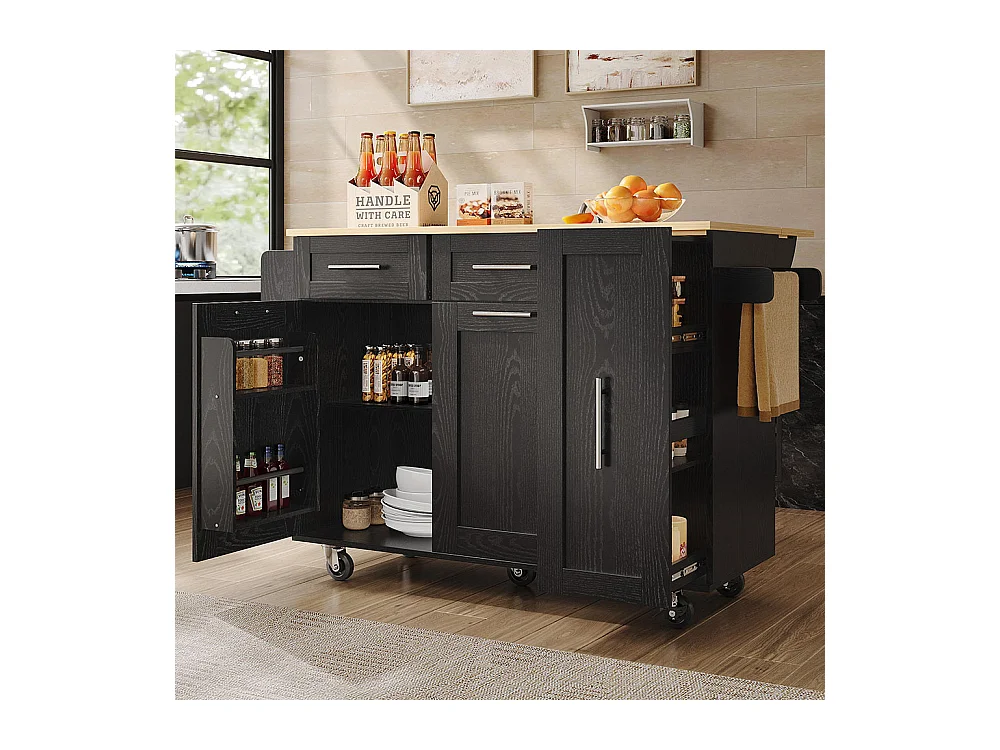 Chariot de service cuisine armoire buffet chariot service plateau bois table multifonction rangements snacks noir