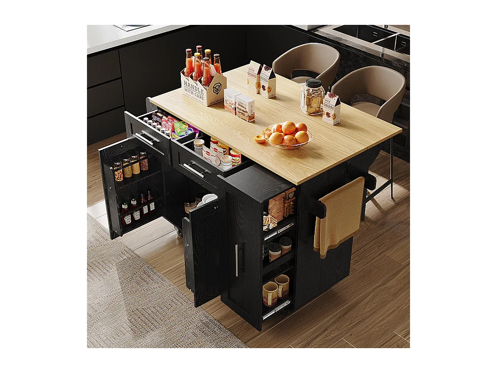 Chariot de service cuisine armoire buffet chariot service plateau bois table multifonction rangements snacks noir