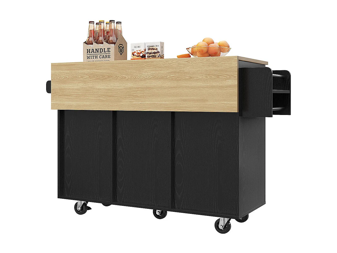 Chariot de service cuisine armoire buffet chariot service plateau bois table multifonction rangements snacks noir