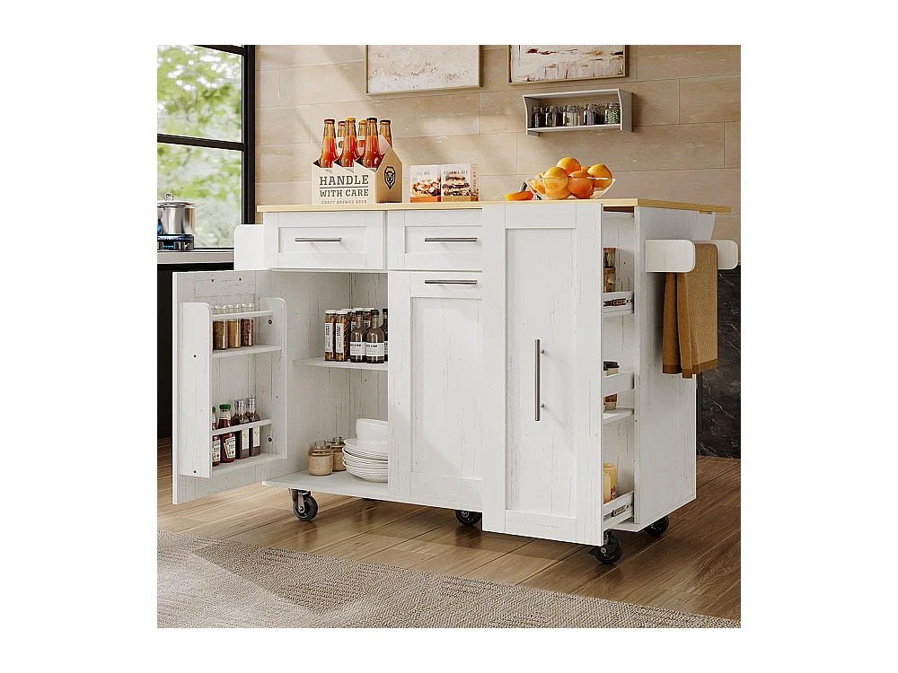 Chariot de service cuisine moderne cloisons amovibles buffet chariot service plateau bois rangements extensibles blanc