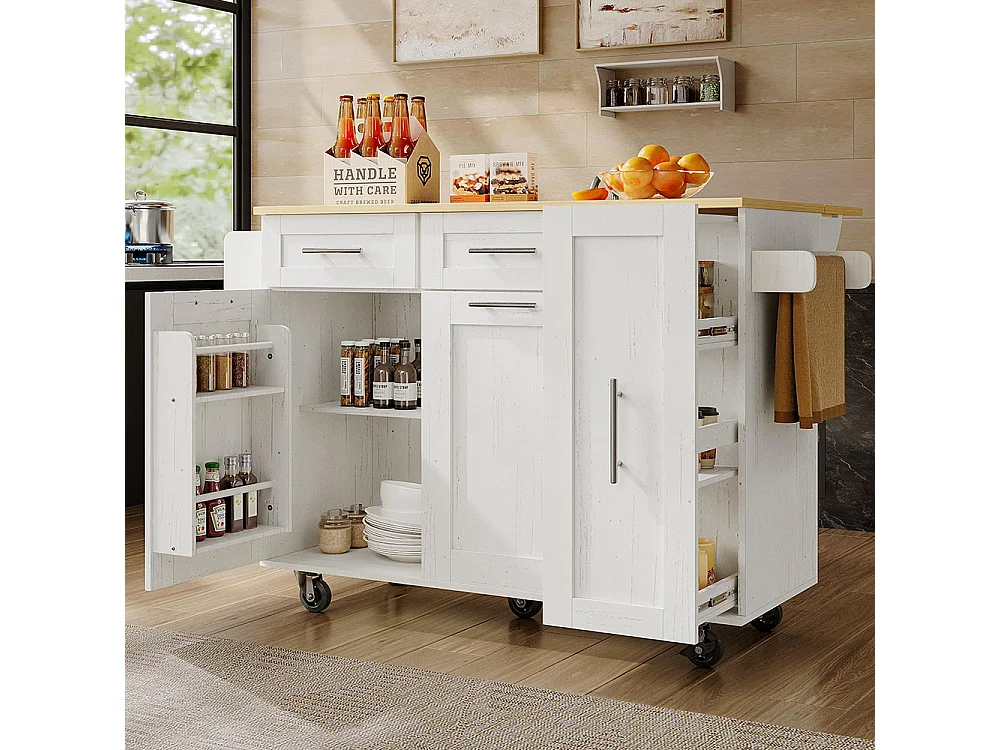 Chariot de service cuisine moderne cloisons amovibles buffet chariot service plateau bois rangements extensibles blanc