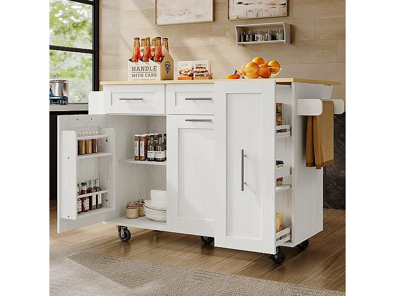 Chariot de service cuisine moderne cloisons amovibles buffet chariot service plateau bois rangements extensibles blanc