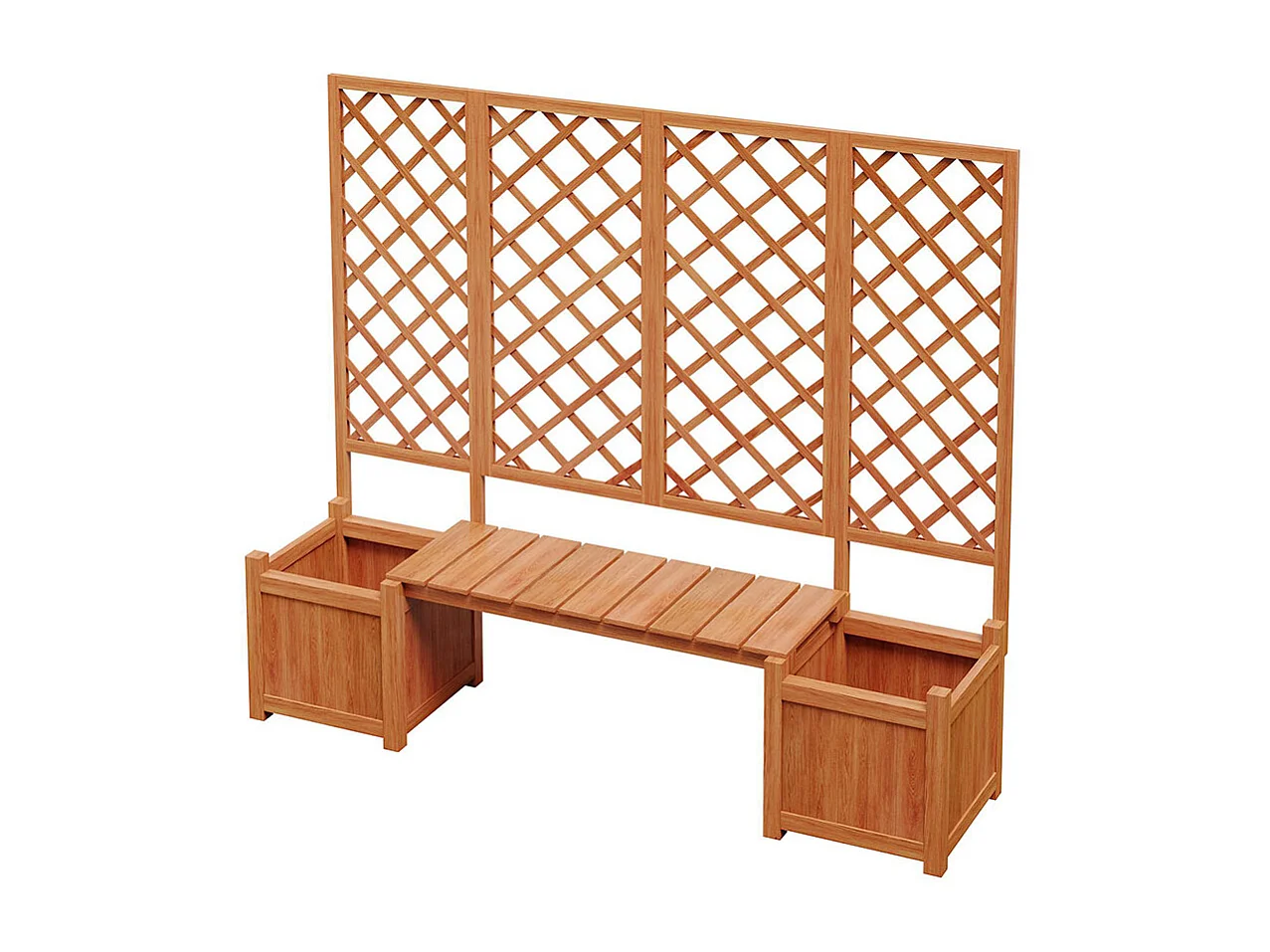 Bac à fleurs extérieur avec treillis bois sapin massif brun jardinière spacieuse siège intégré pour jardin terrasse