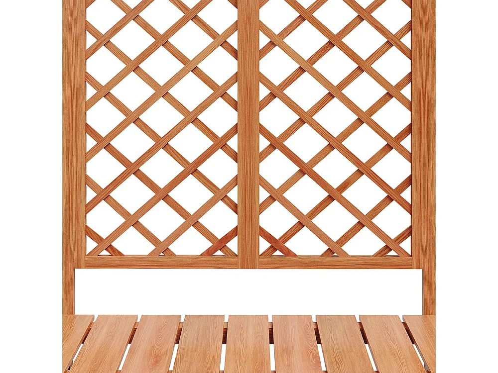 Bac à fleurs extérieur avec treillis bois sapin massif brun jardinière spacieuse siège intégré pour jardin terrasse