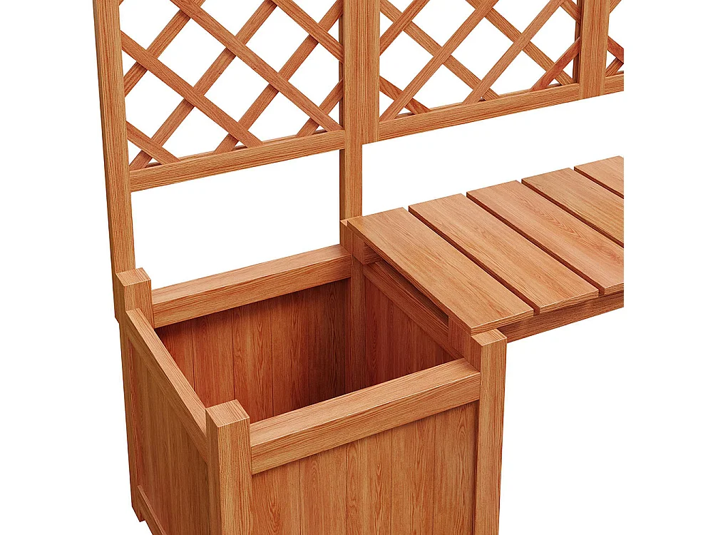 Bac à fleurs extérieur avec treillis bois sapin massif brun jardinière spacieuse siège intégré pour jardin terrasse