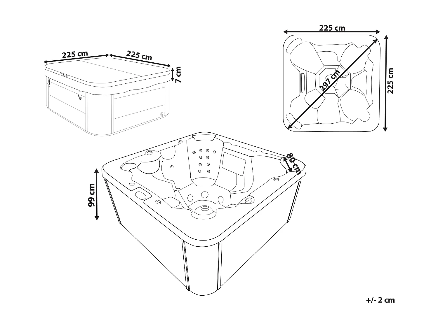 Outdoor hottub met LED VILLARRICA Wit
