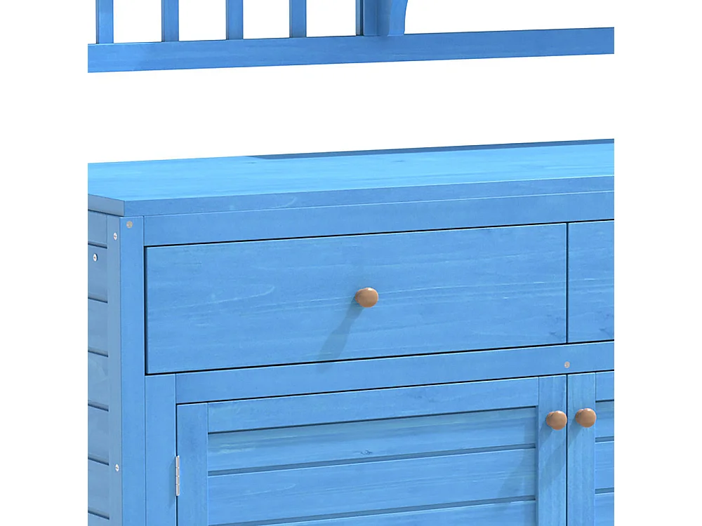 Armoire de jardin en bois avec étagères fixes pour rangement extérieur coffre d'exterieur couleur bleu marine