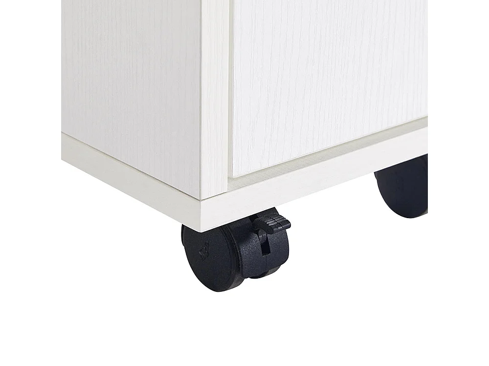 Table de bar extensible 110-124cm îlot cuisine 2 tiroirs 2 étagères prise courant plateau MDF blanc marbré