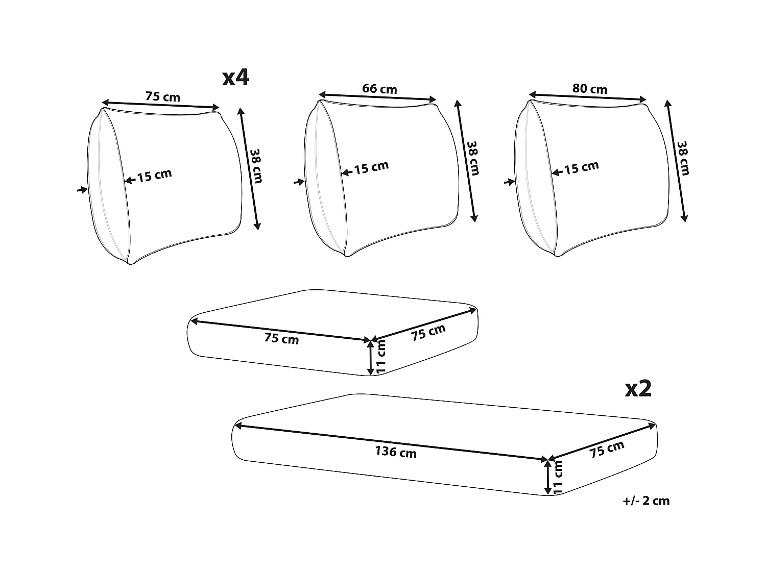 Ensemble de housses de coussins d'extérieur MYKONOS Gris