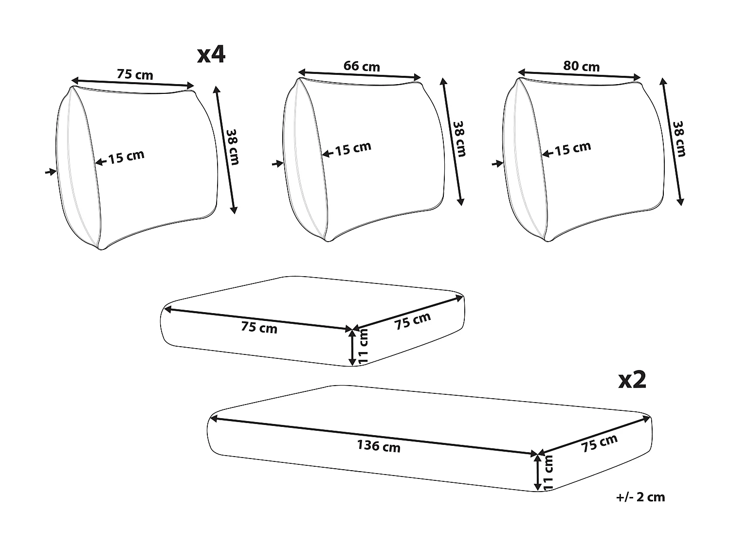 Conjunto de capas para almofadas MYKONOS Cinzento