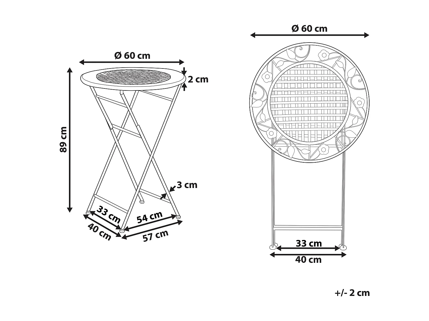 Table de bar de jardin BIVIO 60 cm 60 cm Métal Vert clair