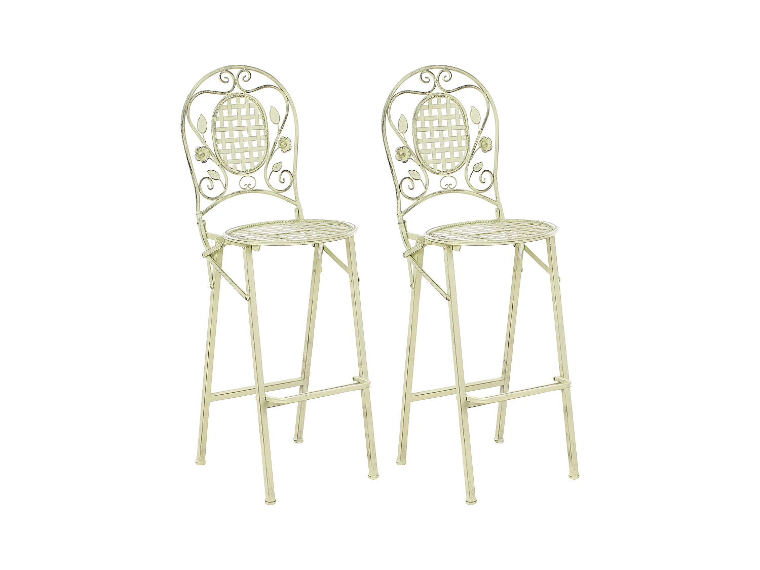 Lot de 2 chaises de bar de jardin BIVIO Pliant Métal Vert clair