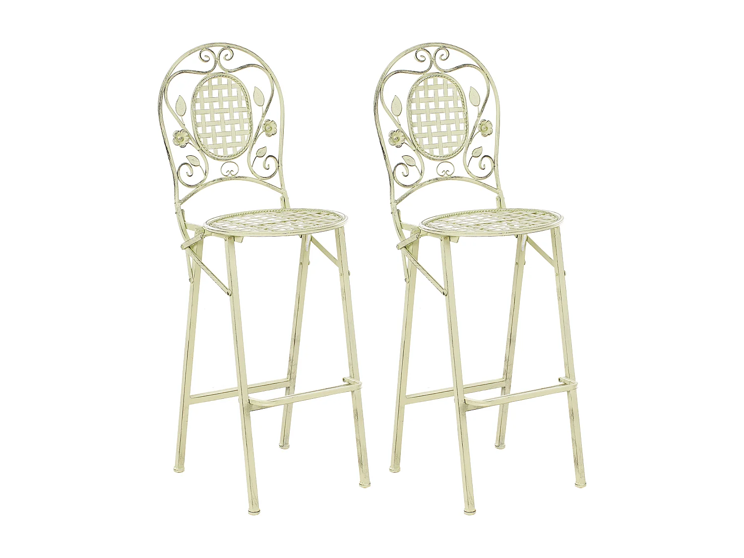 Lot de 2 chaises de bar de jardin BIVIO Pliant Métal Vert clair