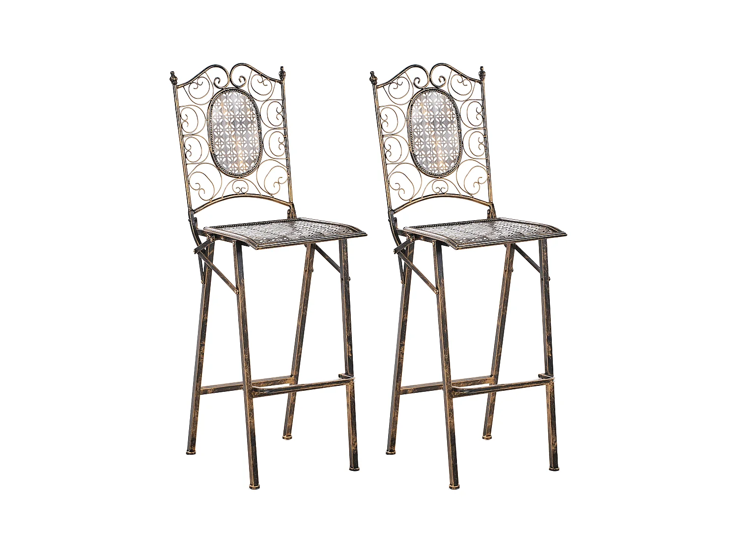 Lot de 2 chaises de bar de jardin BORMIO Pliant Métal Noir