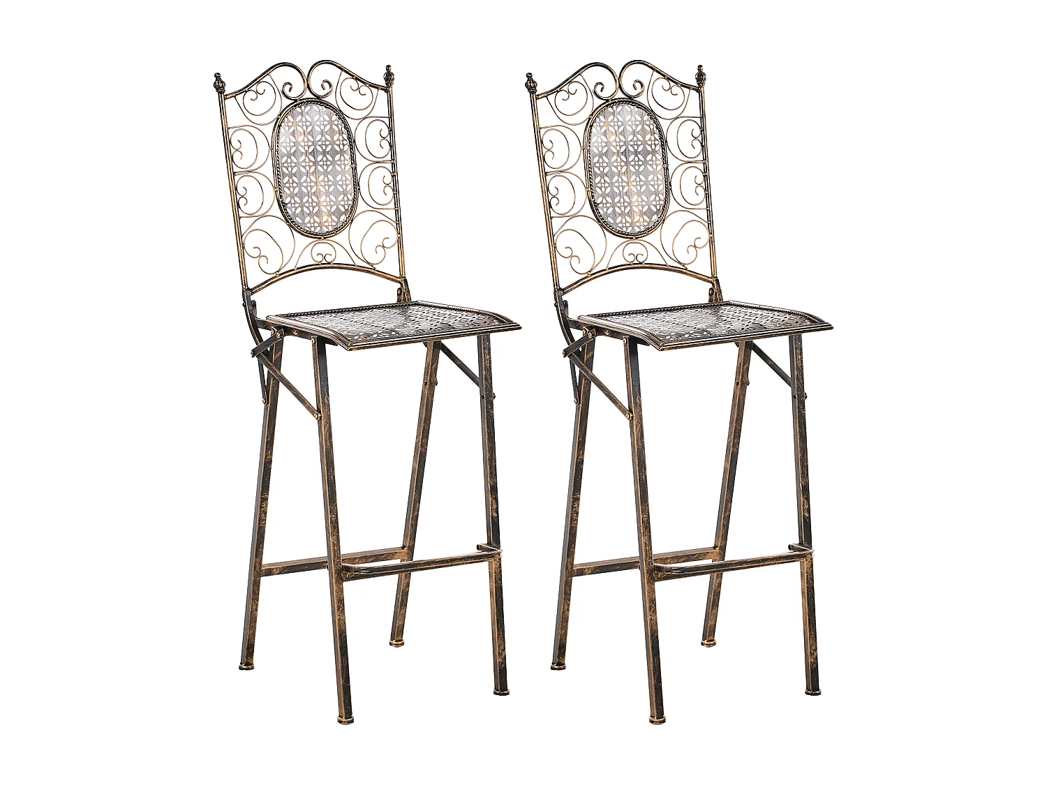 Lot de 2 chaises de bar de jardin BORMIO Pliant Métal Noir