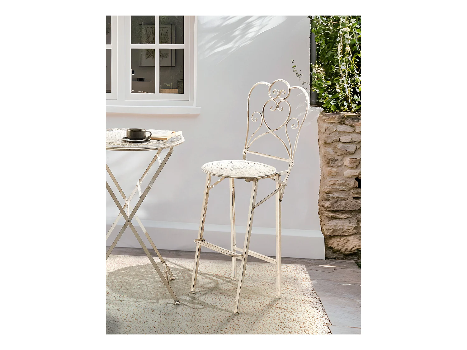 Garten-Barhocker 2er Set TRIESTE klappbar Metall Hellbeige