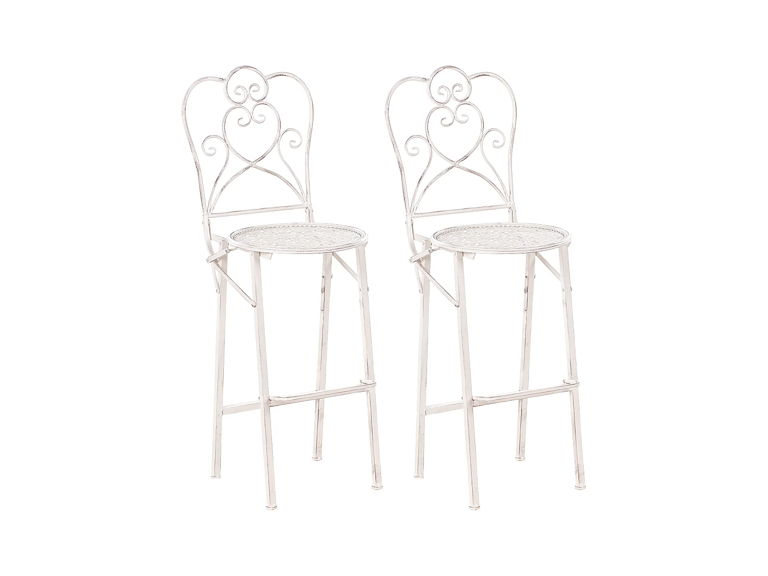 Lot de 2 chaises de bar de jardin TRIESTE Pliant Métal Beige clair