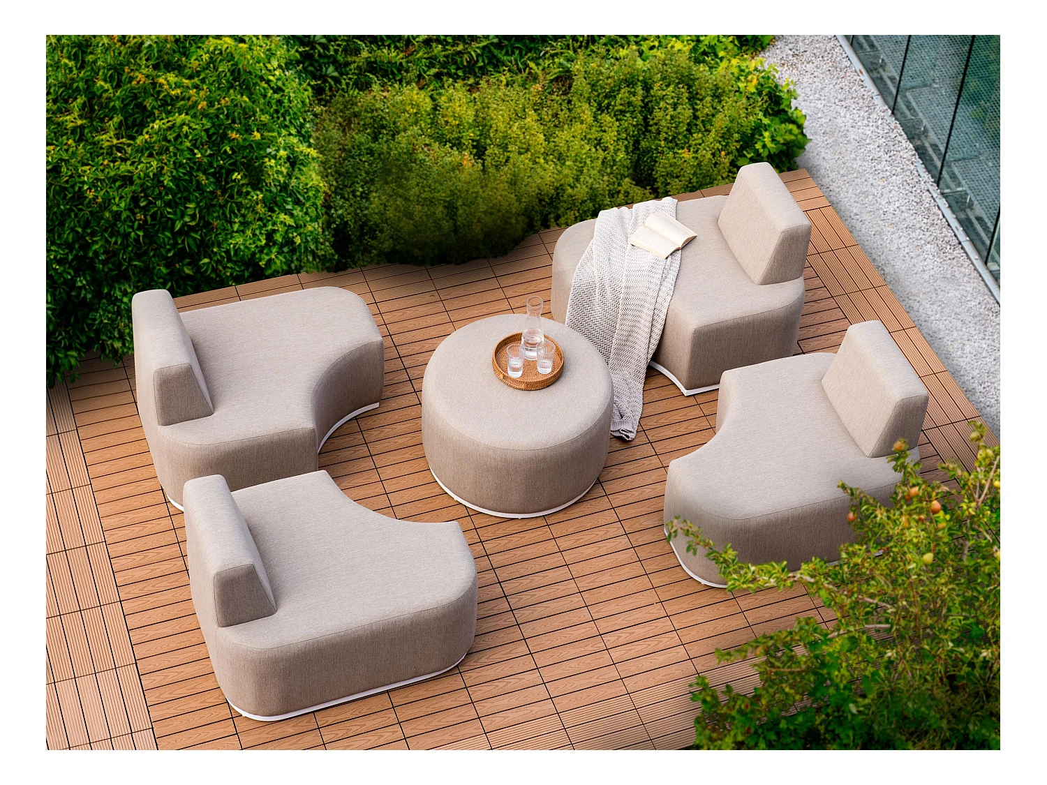 Zestaw ogrodowy ze stolikiem dla 4 osób FABRO Beżowy