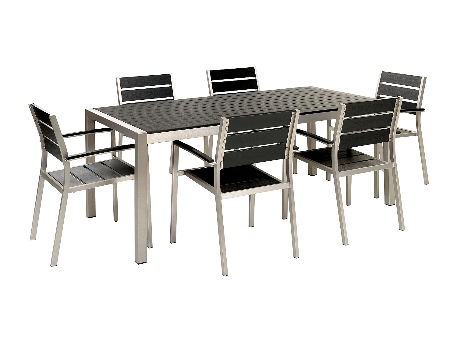 Conjunto de comedor exterior 6 plazas VERNIO Negro/Plateado
