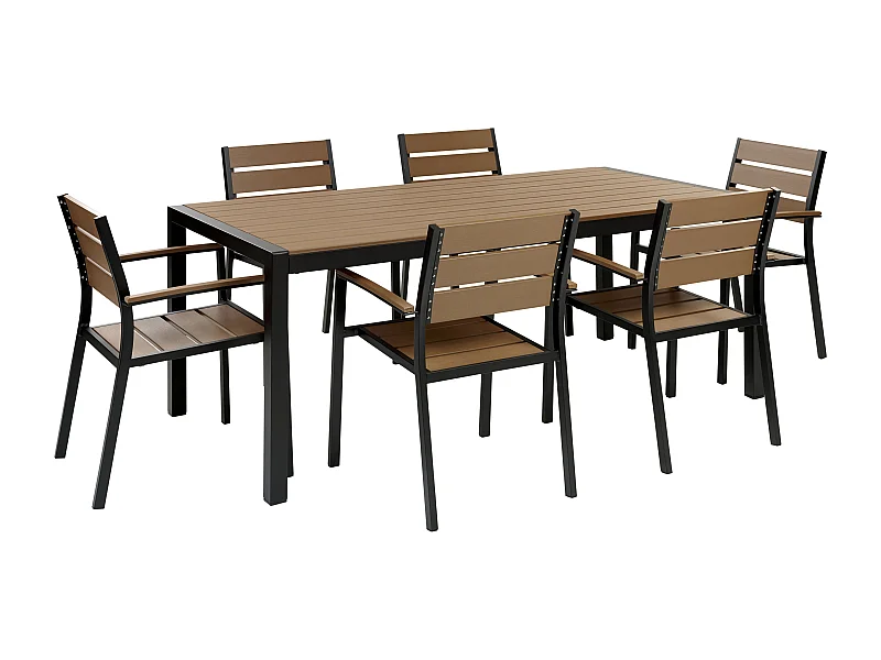 Set da pranzo da giardino 6 posti VERNIO Marrone/ Nero