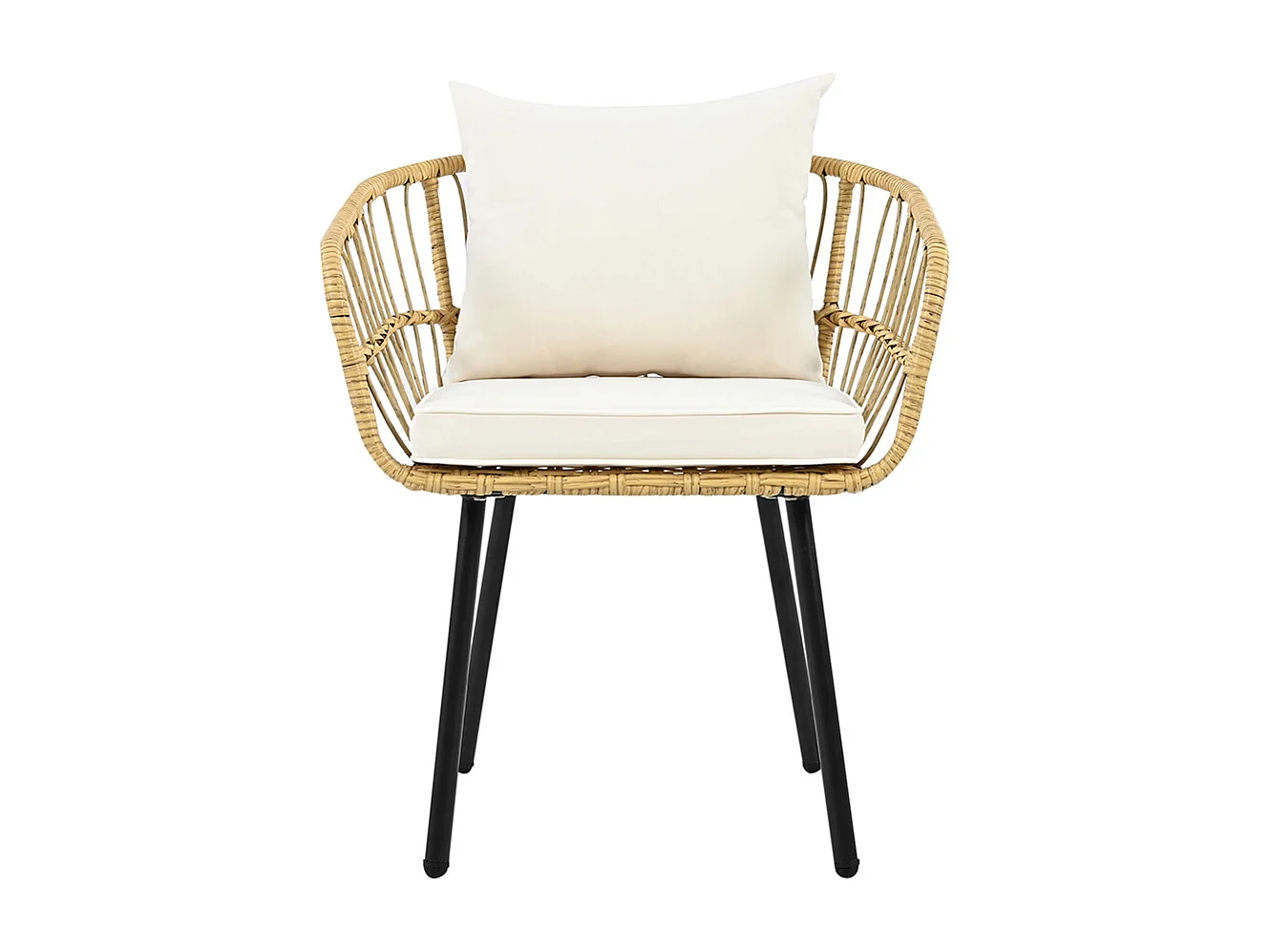 Ensemble table chaise de jardin Set 5 pièces composé d'une table à manger deux tabourets de meubles en rotin Naturel