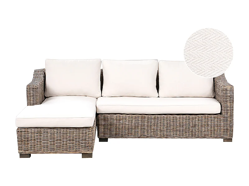 Narożnik ogrodowy dla 3 osób VALLETRI Prawostronny Rattan Szary