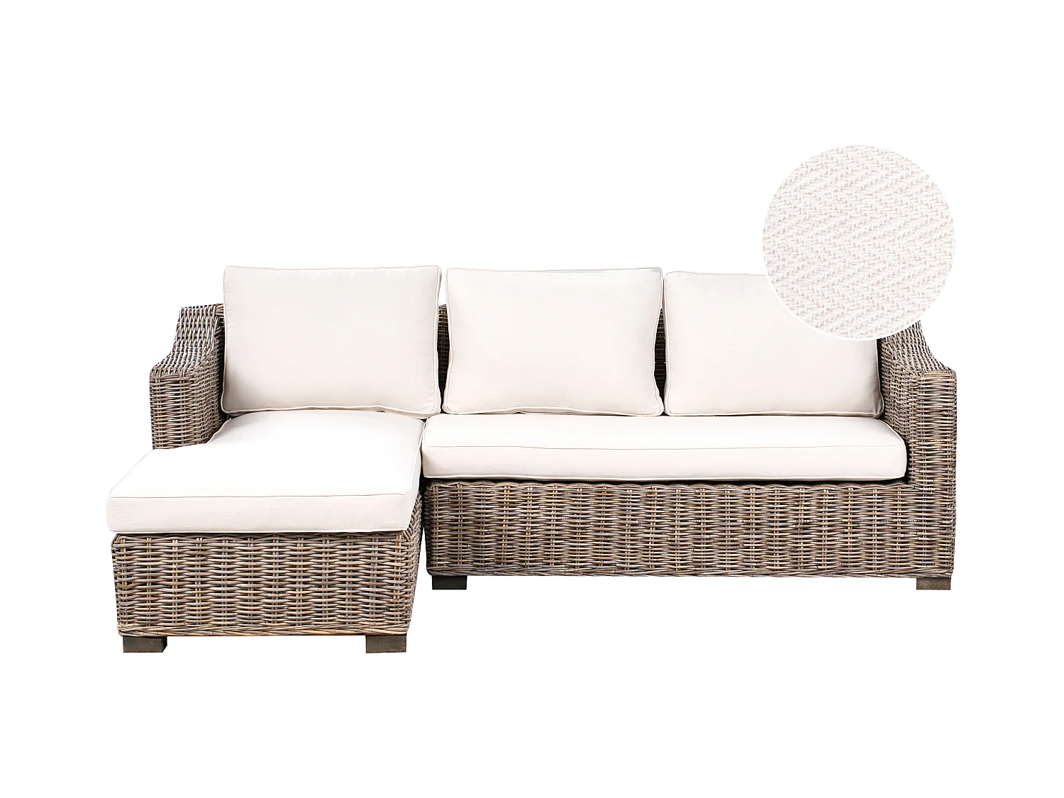 Garten Ecksofa 3-Sitzer VALLETRI rechtsseitig Rattan Grau