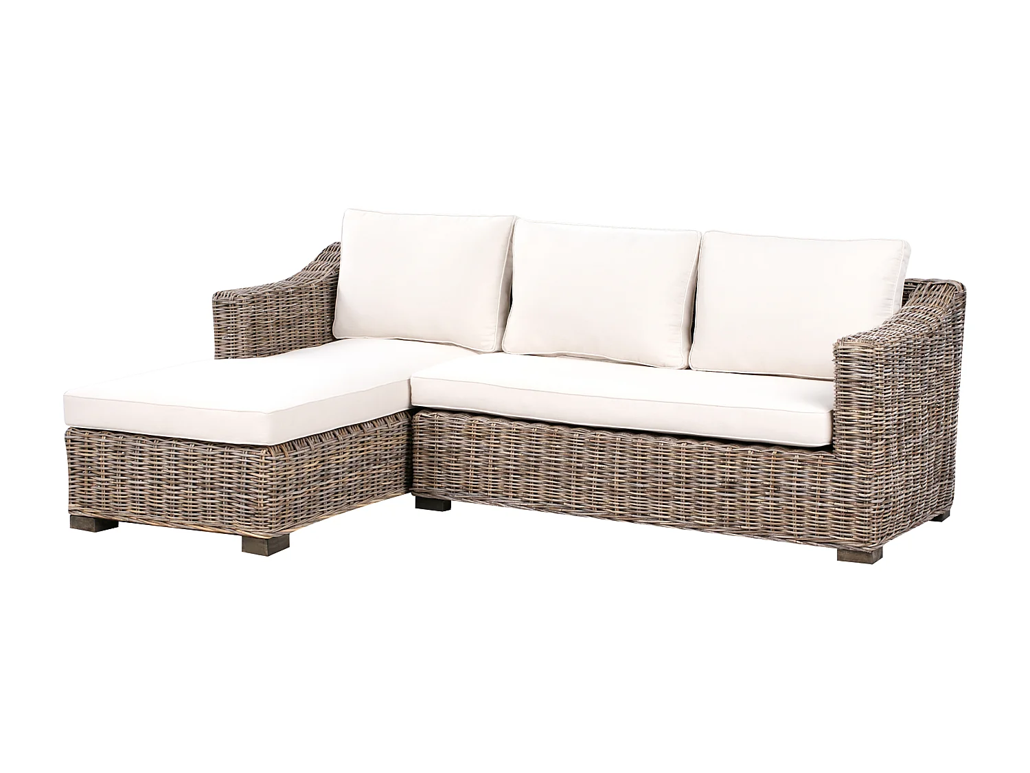Garten Ecksofa 3-Sitzer VALLETRI rechtsseitig Rattan Grau