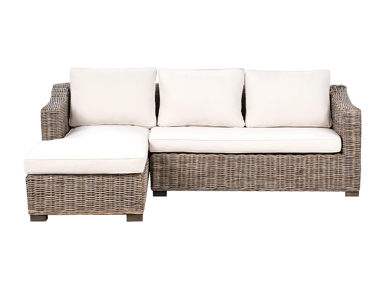 Garten Ecksofa 3-Sitzer VALLETRI rechtsseitig Rattan Grau
