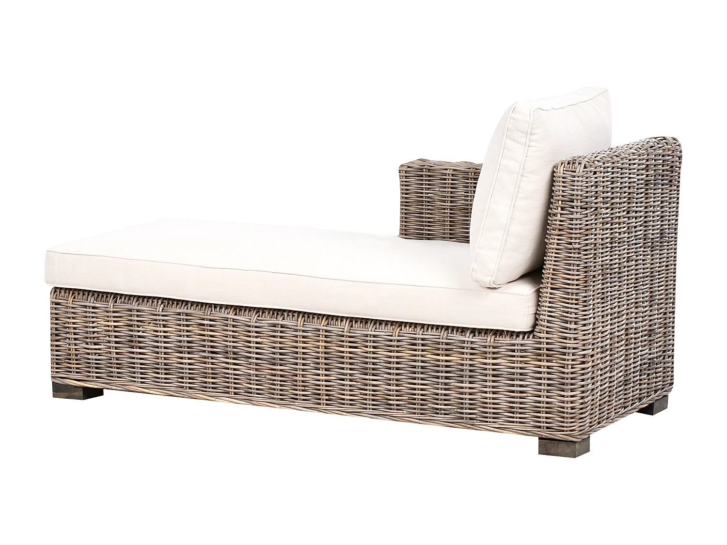 Garten Ecksofa 3-Sitzer VALLETRI rechtsseitig Rattan Grau
