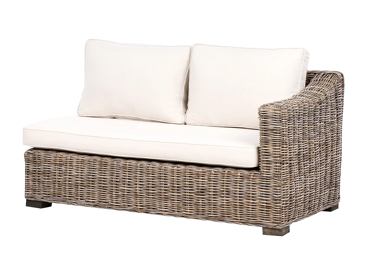 Garten Ecksofa 3-Sitzer VALLETRI rechtsseitig Rattan Grau