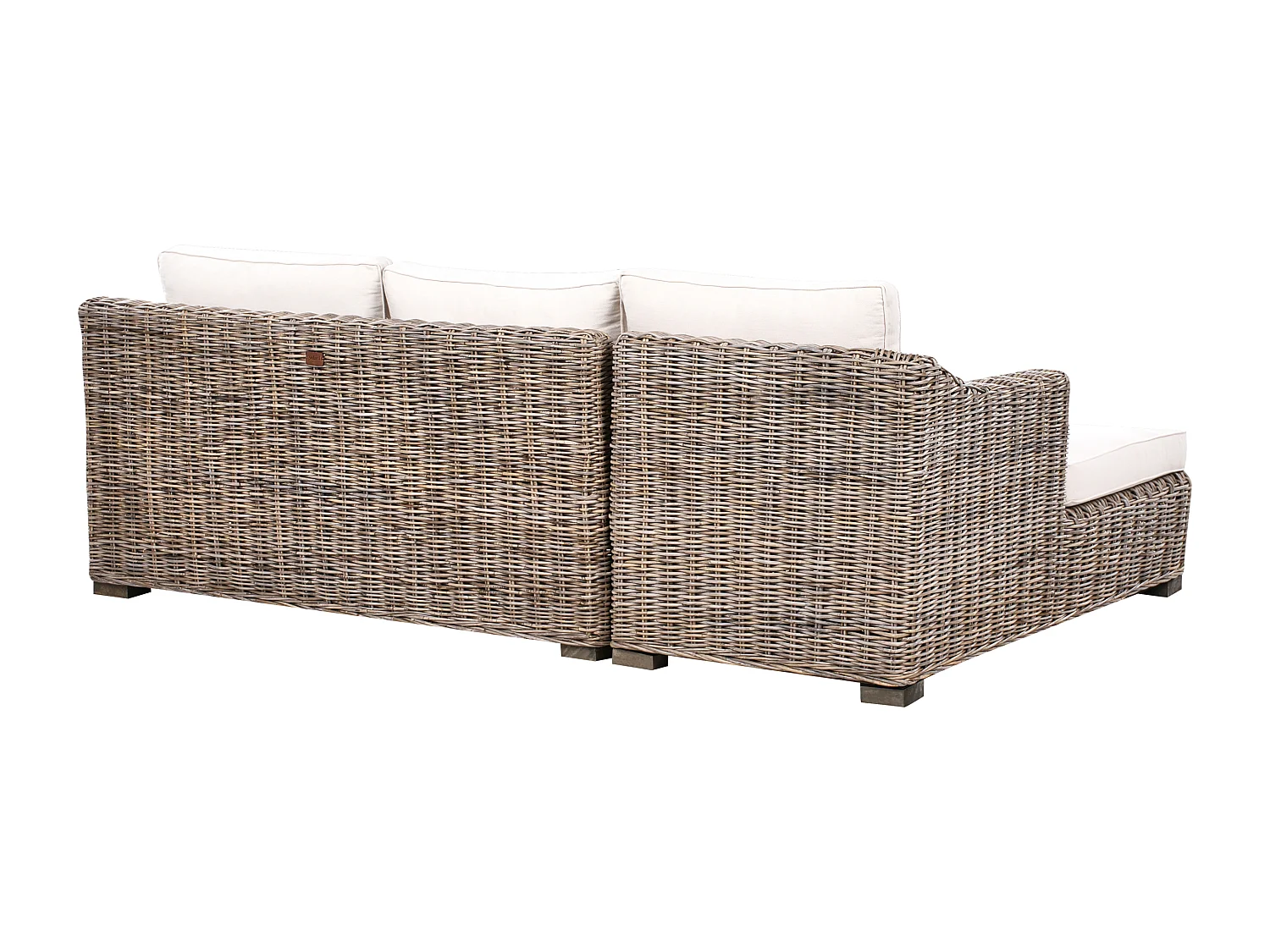 Garten Ecksofa 3-Sitzer VALLETRI rechtsseitig Rattan Grau
