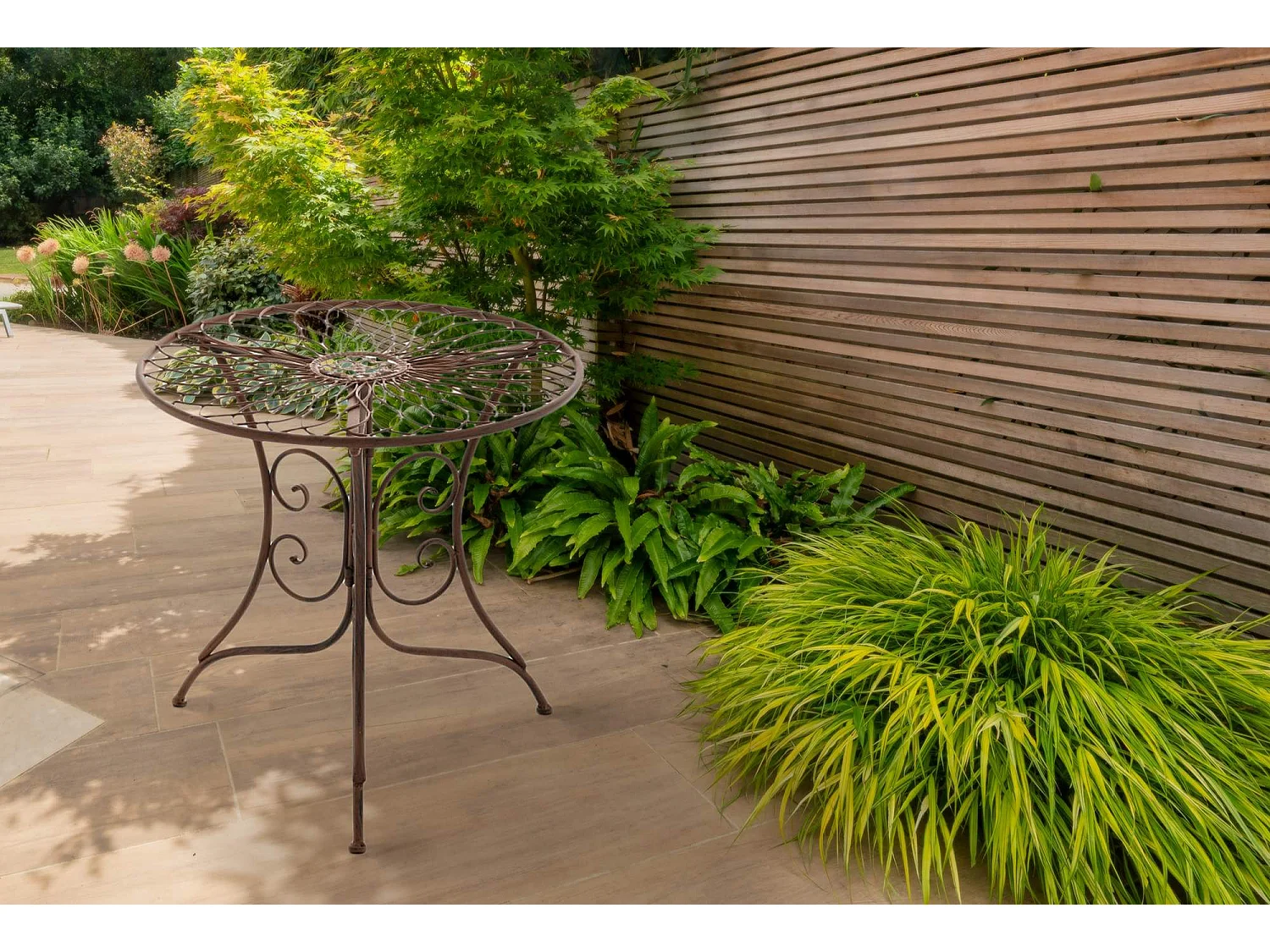 Table d'appoint de jardin - carré - Métal - 55 x 55 cm - Marron antique - Ariano