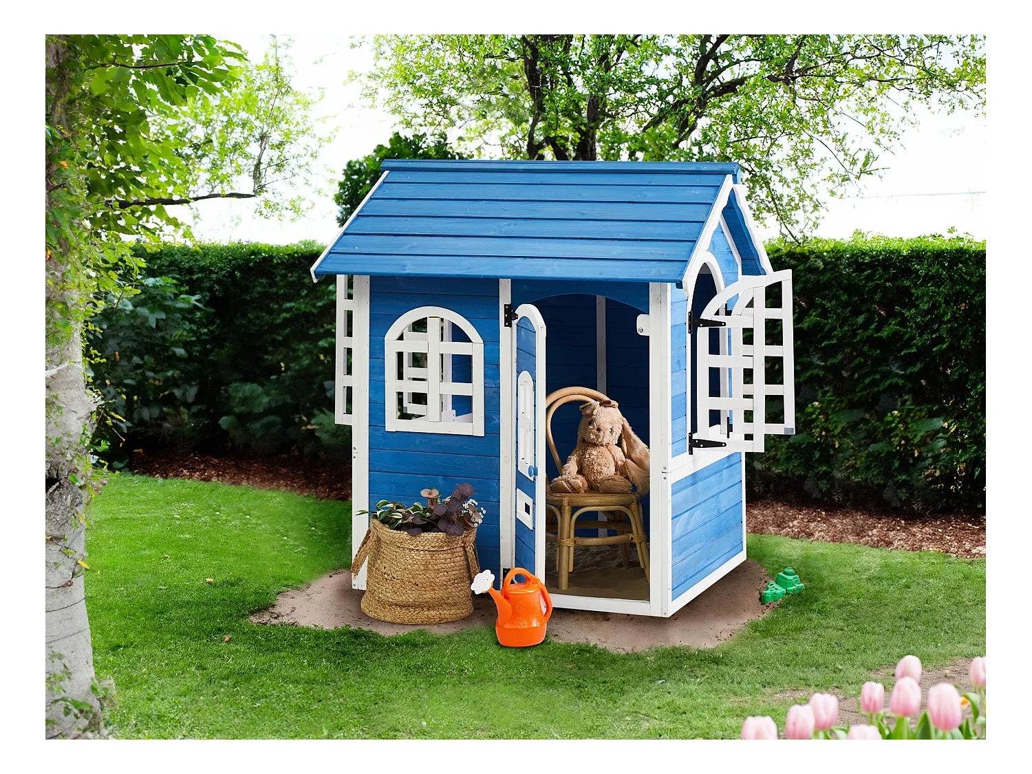 Tuin speelhuisje KOKKONI Dennenhout Blauw