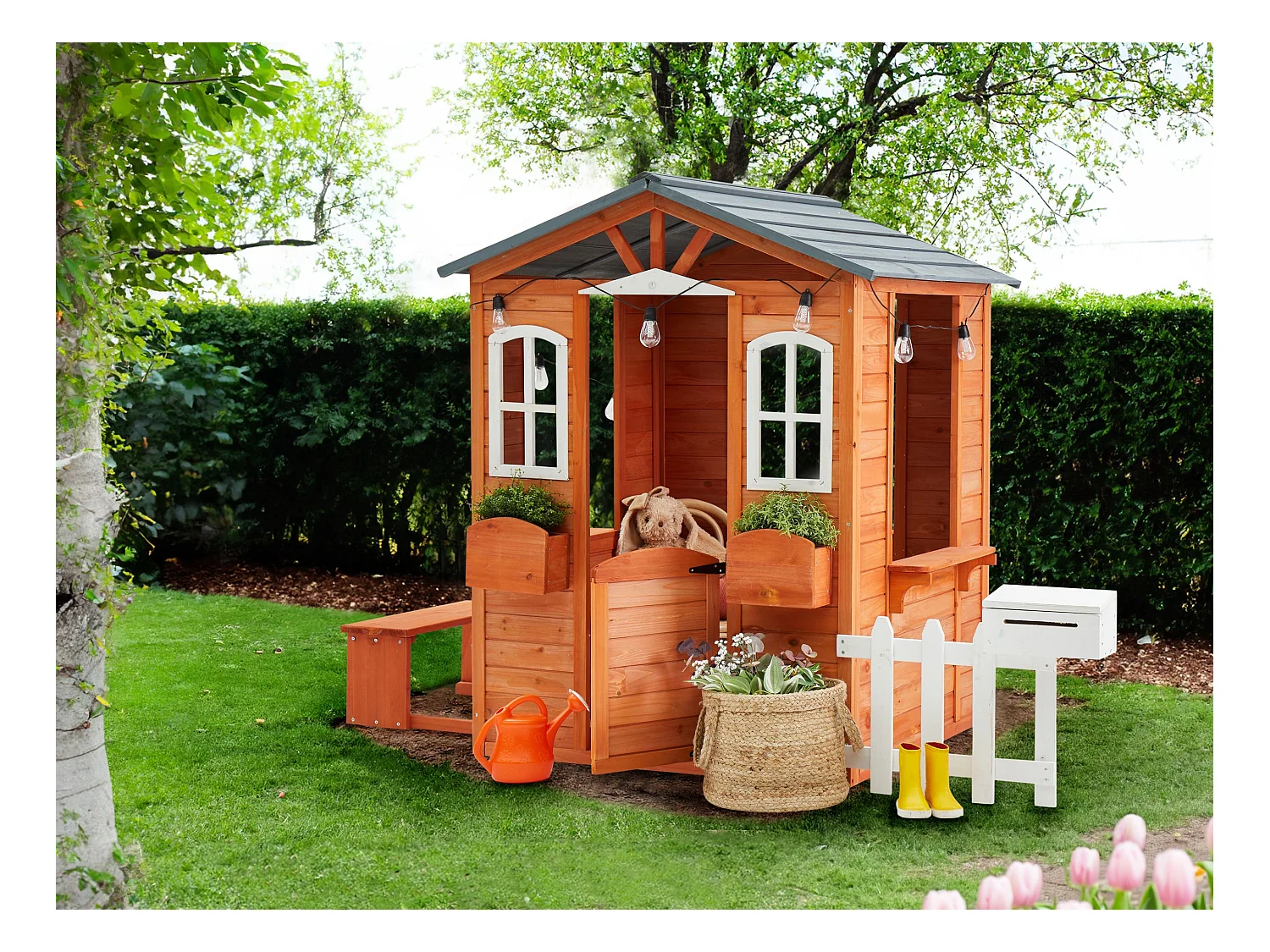 Cabane de jardin pour enfants AMPELIKO Bois de sapin Marron