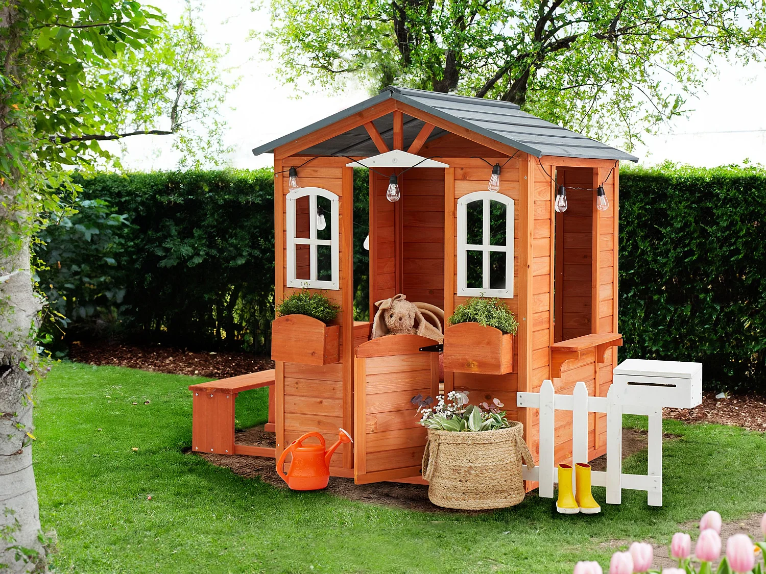 Cabane de jardin pour enfants AMPELIKO Bois de sapin Marron