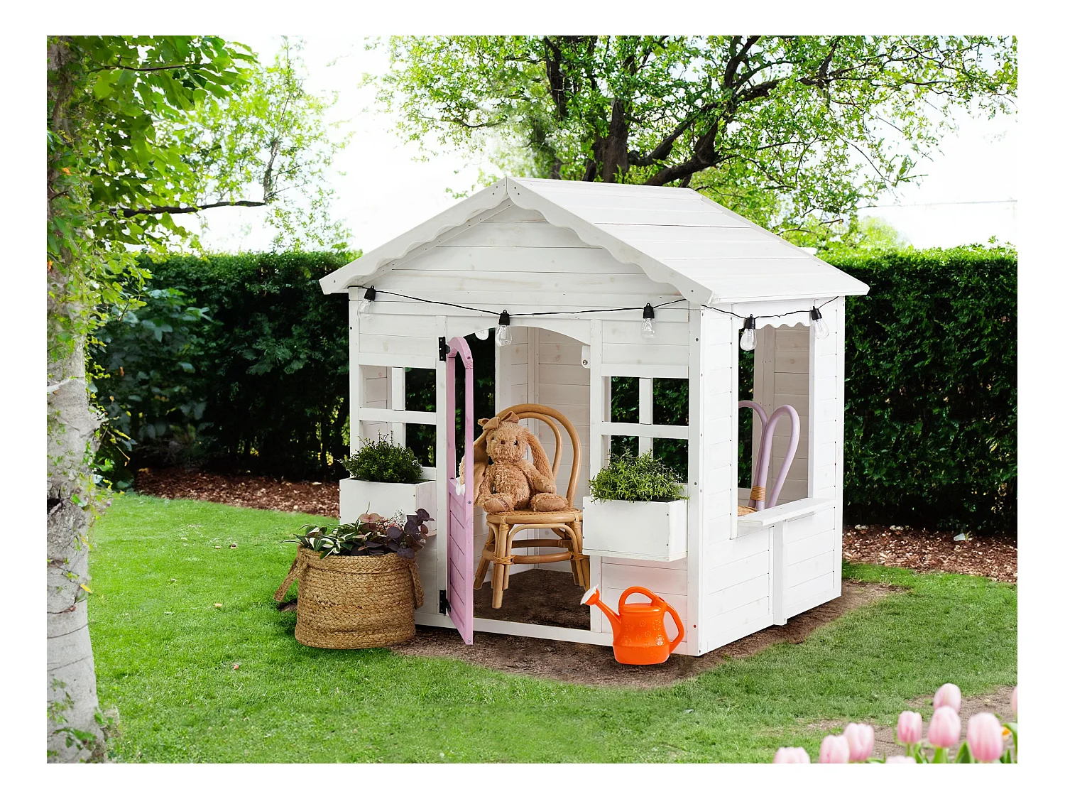 Cabane de jardin pour enfants NIKAIA Bois de sapin Blanc