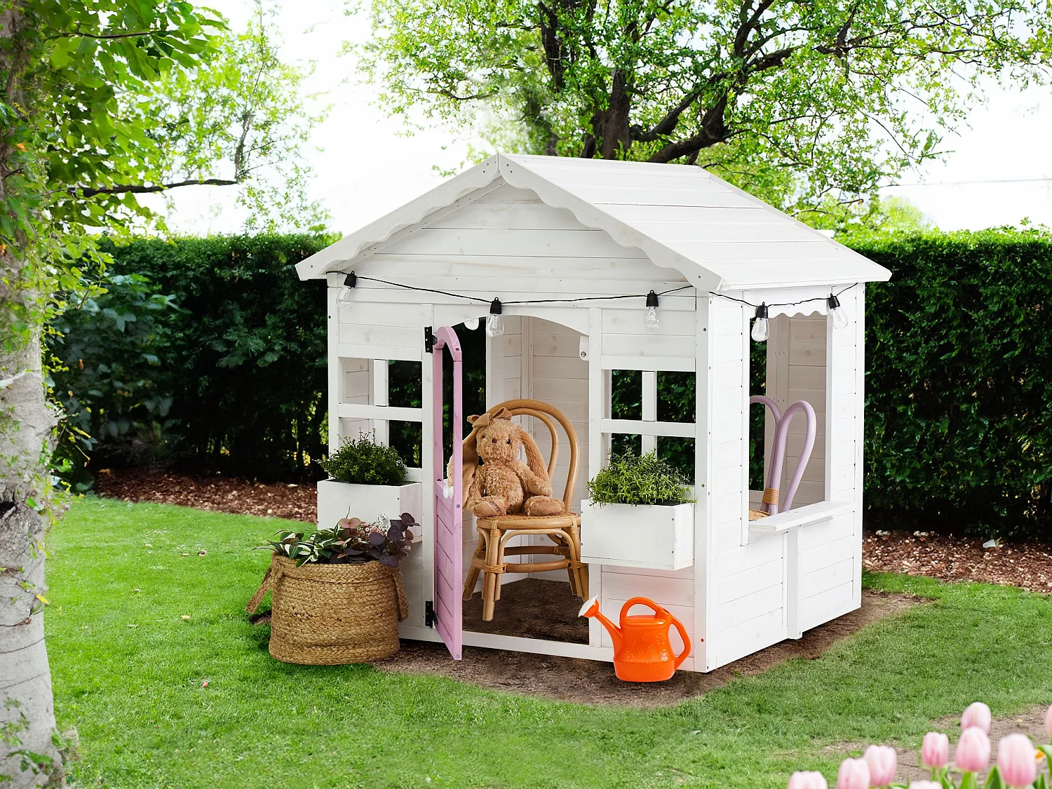 Cabane de jardin pour enfants NIKAIA Bois de sapin Blanc