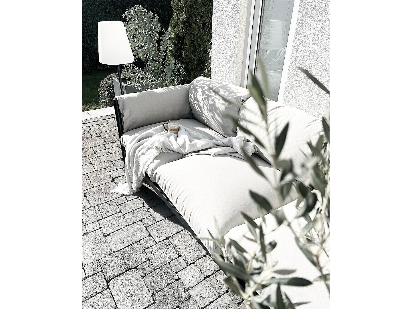 Conjunto de sofás de jardim 5 lugares ESPERIA Metal Cinzento