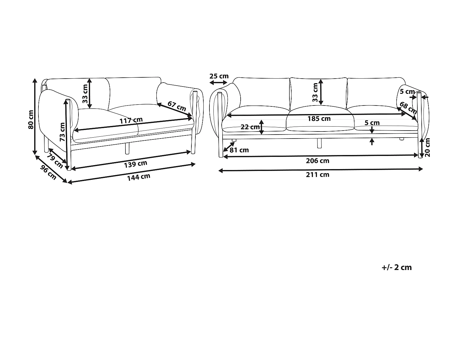 Ensemble de canapés de jardin 5 places ESPERIA Métal Gris