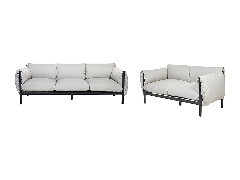 Lounge Set 2-teilig Aluminium schwarz / grau 2-Sitzer & 3-Sitzer Sofa Esperia